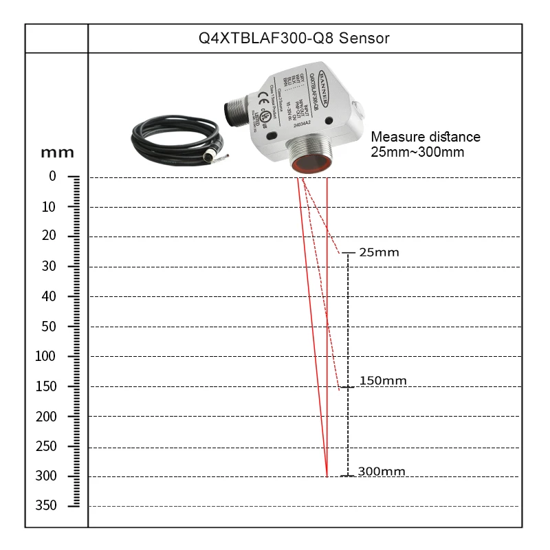 BANNER Probe Sensor Q4XTBLAF300-Q8 Laser Ranging Displacement Sensor Switch For The Side Hole Machine Laser Probe Sensor