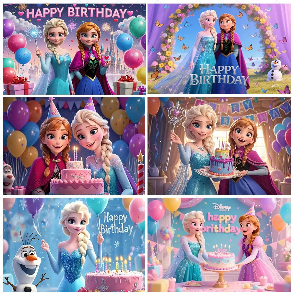 

Frozen Elsa Anna Princess Background Banner Girl Birthday Party Decorations Elsa Backdrop Supplies Baby Shower Photography Prop