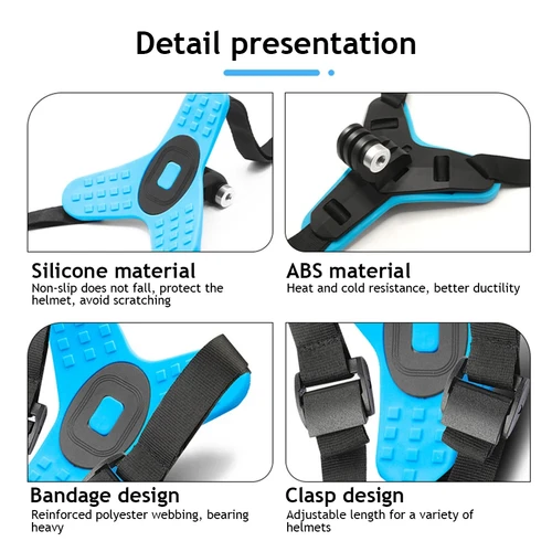 Imagen 2 del producto Correa de montaje para casco de motocicleta, soporte frontal para barbilla para GoPro Hero 13 12 11 DJI Osmo Action Insta360, accesorios para Cámara de Acción