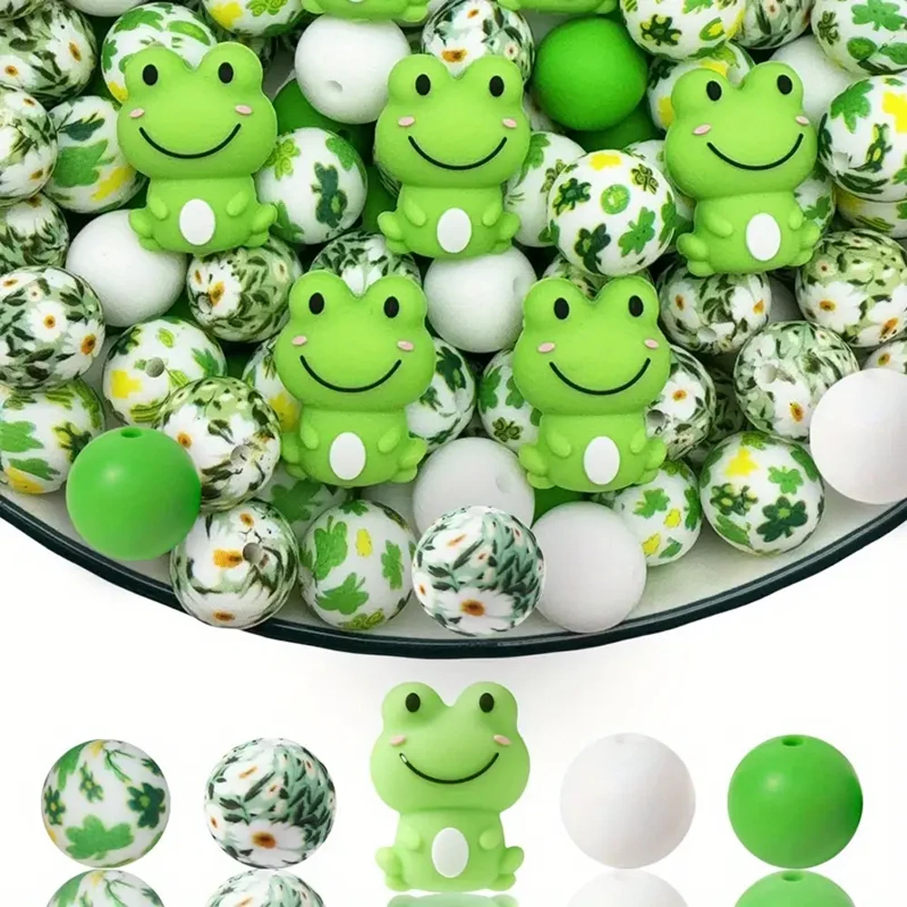 5/25-teiliges Silikonperlen-Set aus der Frosch-Serie, perfekt für selbstgemachte Bastelarbeiten wie Schlüsselanhänger, Halsketten, Armbänder usw.