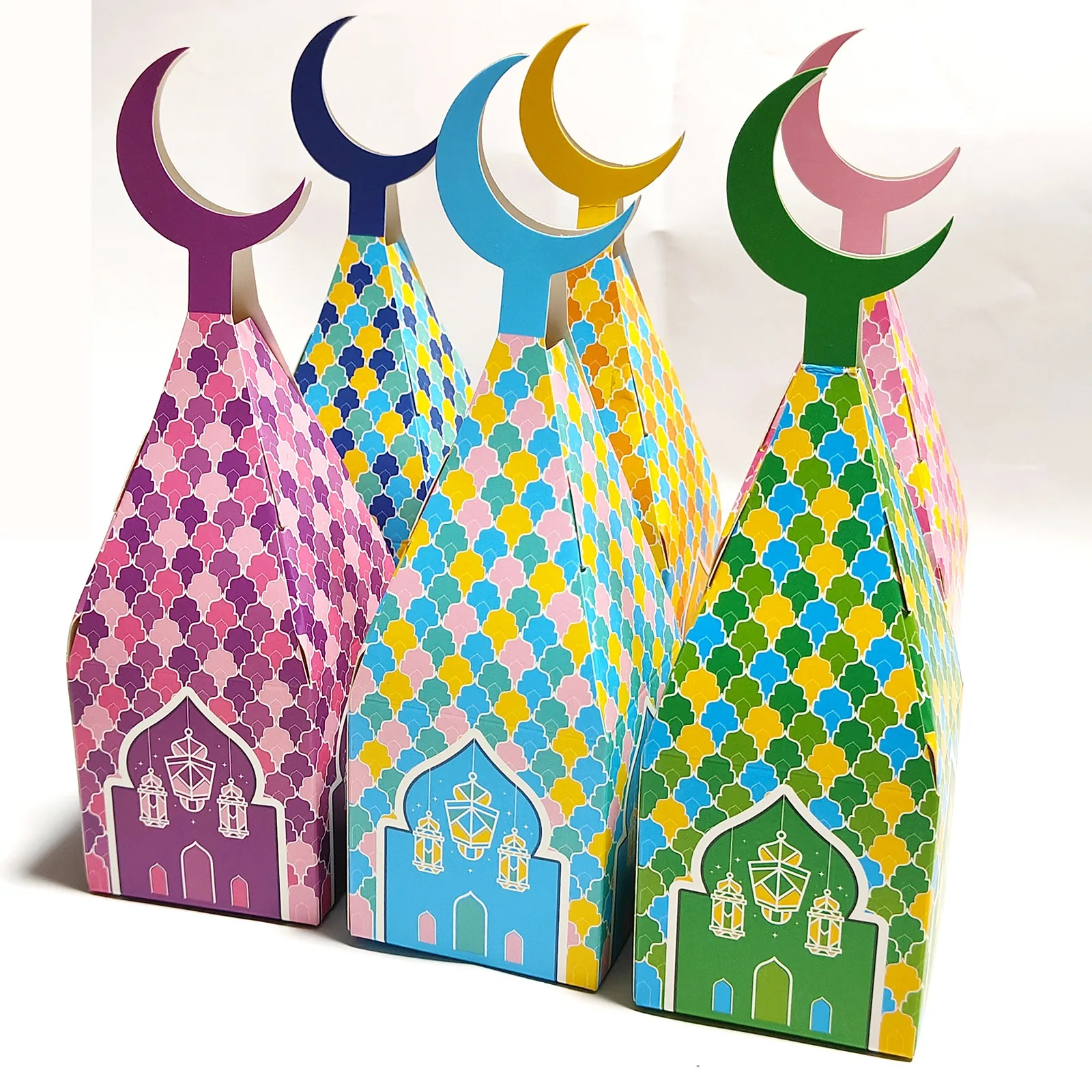 

5pcs Eid Mubarak Moon Castle Candy Box Middle East New Year Gift Packaging Box Eid AL Adha Happy 2025 Eid Mubarak Party Supplies