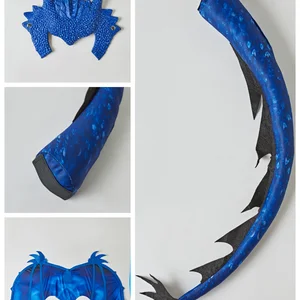 Bộ đồ liền thân Knight Frost Blue Dragon dành cho trẻ em, trang phục bữa tiệc lễ hội Halloween với mặt nạ đuôi cánh 10 Cánh Carnival bán hàng chính - №6