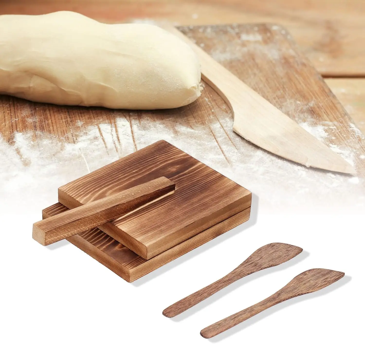 Tortilla Press, Wooden Tortilla Press Mexican Tortillera Presser Dough  with 2 Dumpling  for Homemade Mexican Tortillera, Taco,