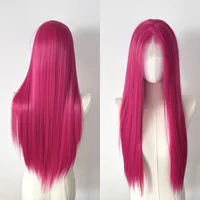 Peluca con malla Frontal rosa Ashely, pelucas frontales de encaje de 26 ""y 13x4, peluca sintética de fibra larga y recta resistente al calor para Mira Cosplay