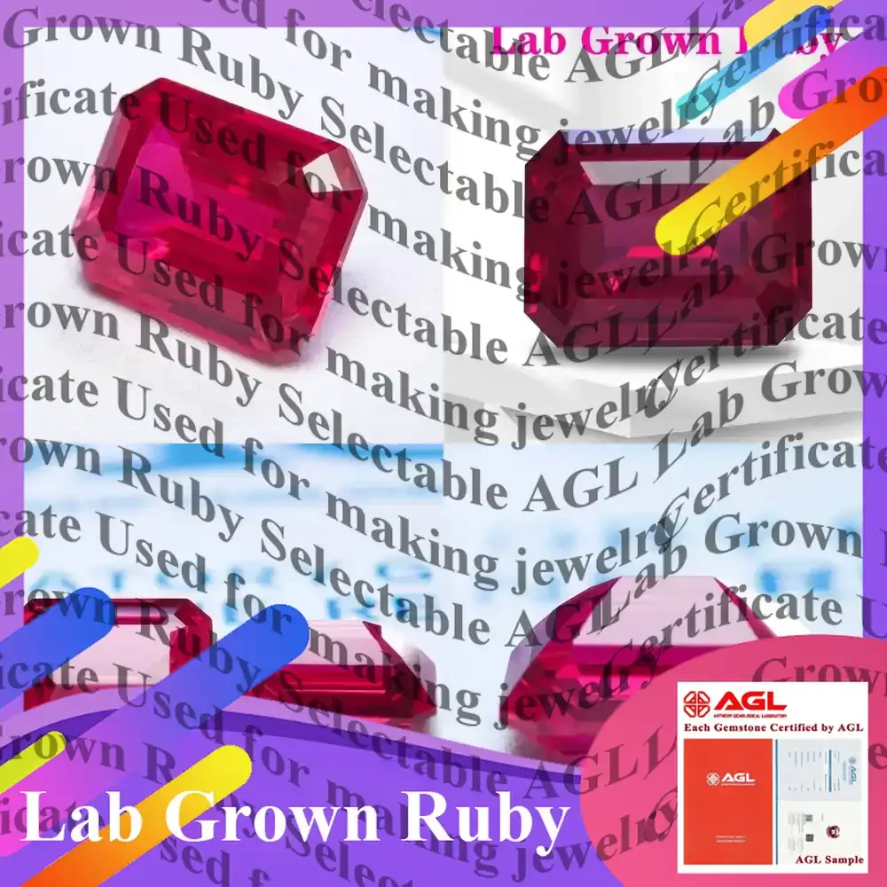 

Lab Grown Ruby Emerald Cut VVS1 Red Gemstone for Jewelry Making DIY Charms Lab Created Ruby for Ring Pendant Necklace Setting