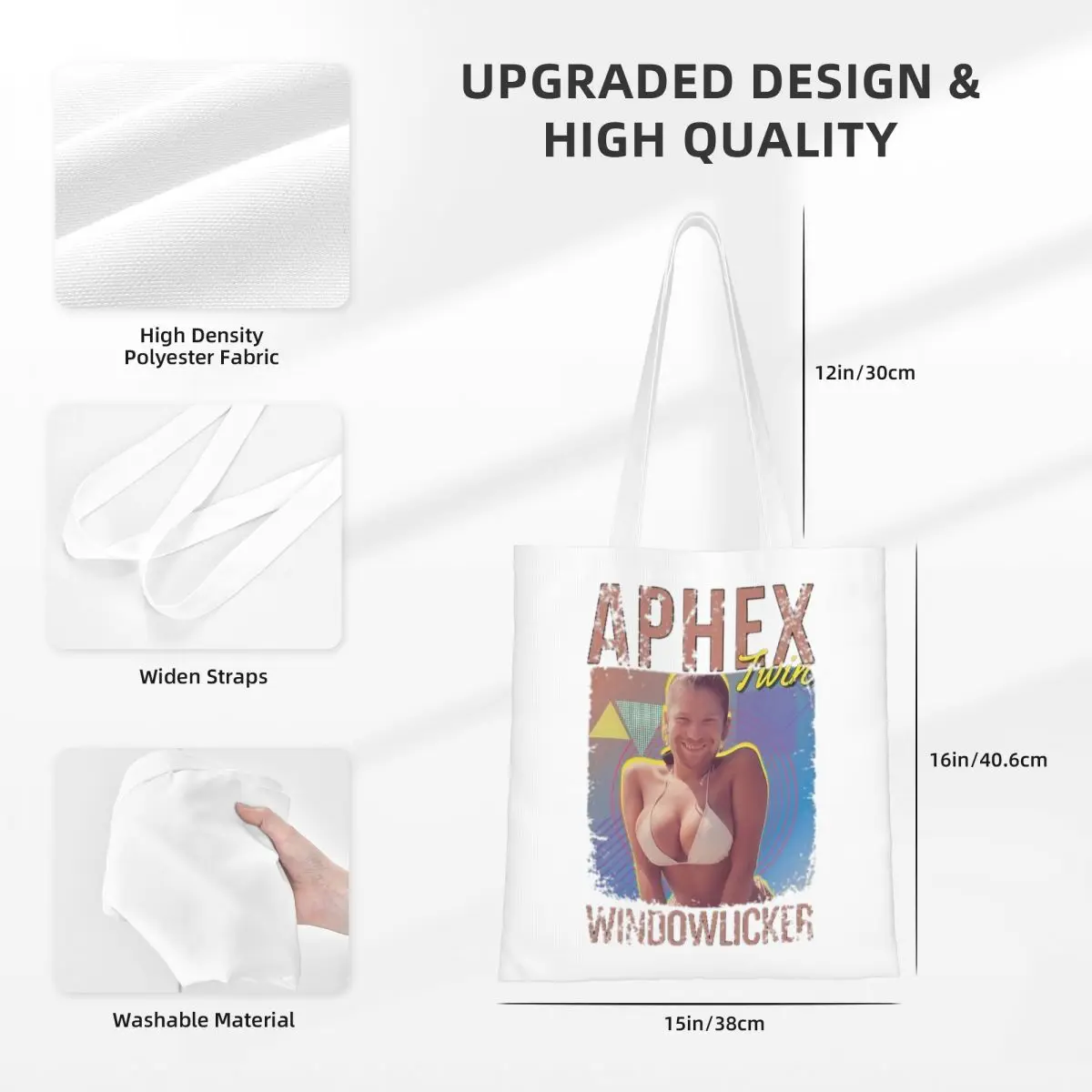 Unisex Aphex gêmeo sacolas do vintage, bolsas das senhoras, lona saco de compras, 1970