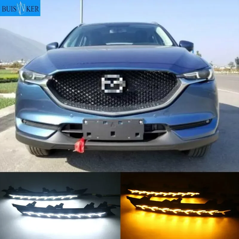 

LED Daytime running lights for Mazda CX-5 CX5 CX8 CX-8 2017 2018 DRL bumper lamp with yellow turn signal light