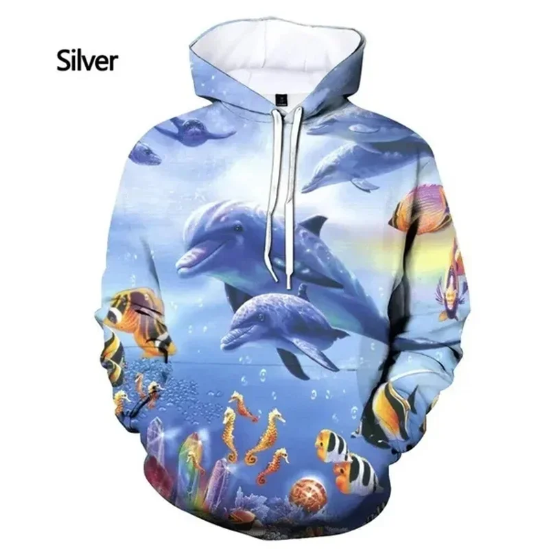 New Fashion 3d Dolphin Printed Hoodies for Men Ocean Animal Graphic Sweatshirt Kids Hipster Streetwear Pullover Women Hoodie