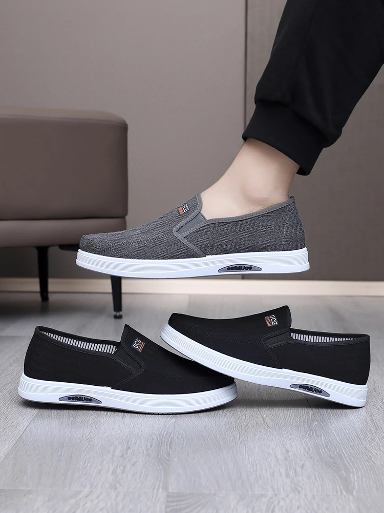 Men‘s Canvas Shoes Low Top Joker Men‘s Casual Breathable Men’s Shoes One Pedal Lazy Work Shoes