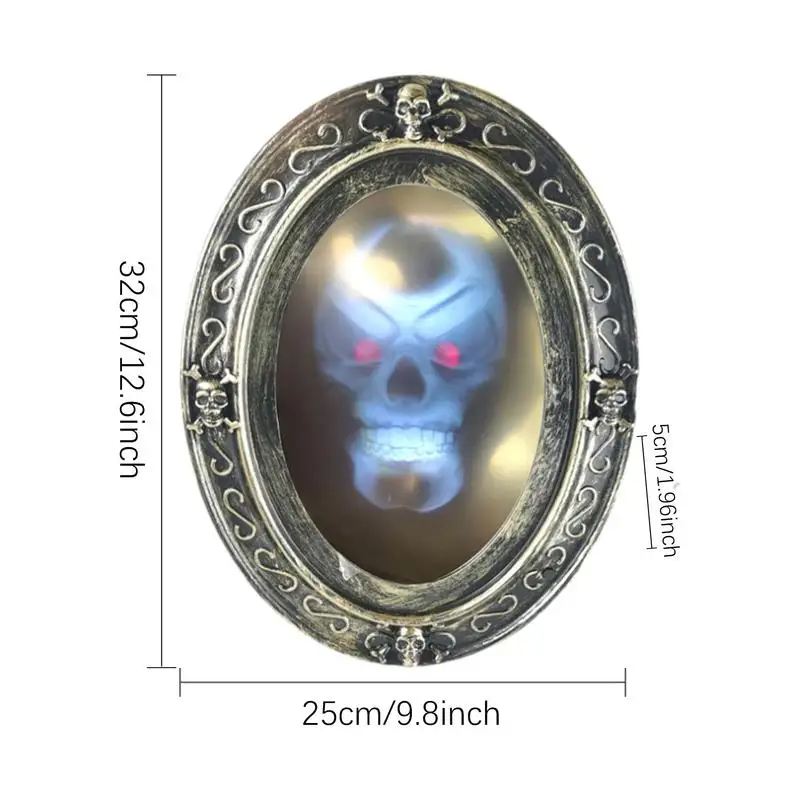 Scary Motion Activated Mirror Creepy Sound Haunted Reflections Mirror Halloween Scary Portrait Horror Prop For Indoor Halloween