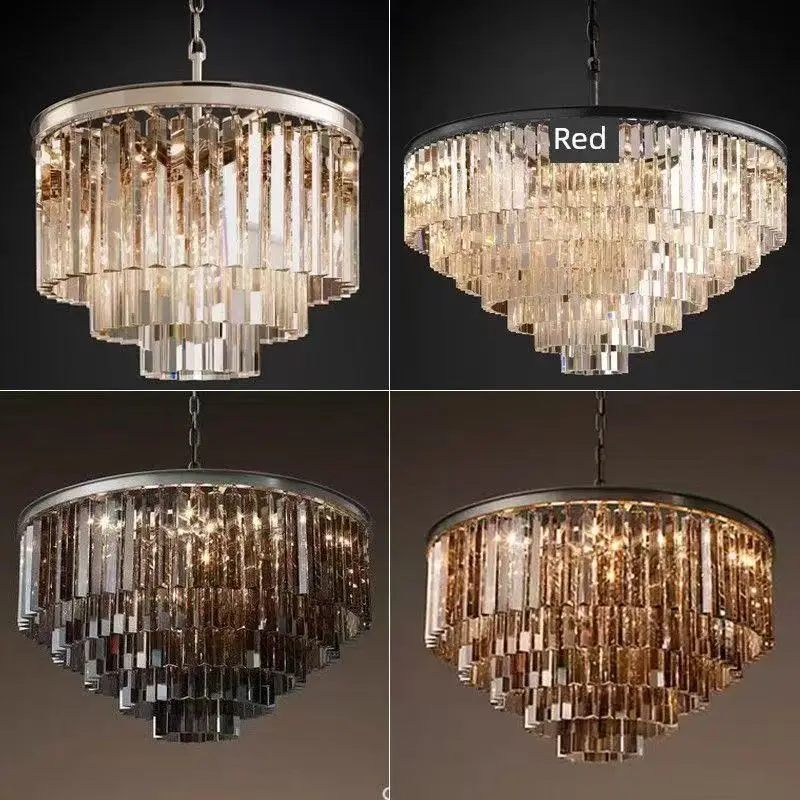 Nordic K9 Crystal Chandelier Smoked Gray LED Ceiling Pendant Light Dining Room Coffee Shop Modern Home Decor Lighting Fixture