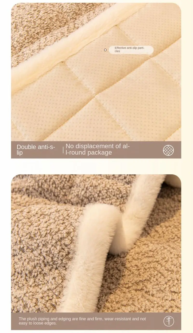 Winter-Sofakissenstoff, einfarbig, Chenille, dick, warm, bequem, Sofabezug, schlichter Stil, rutschfeste Sofabezug-Polsterung – Detail 8