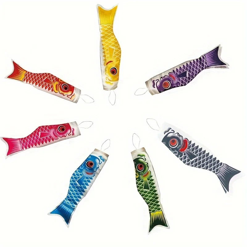 7pcs 40CM Outdoor Decorative Kite Outdoor Wind Direction Decoration Carp Flag Carp Wind Flag Fish Wind Direc