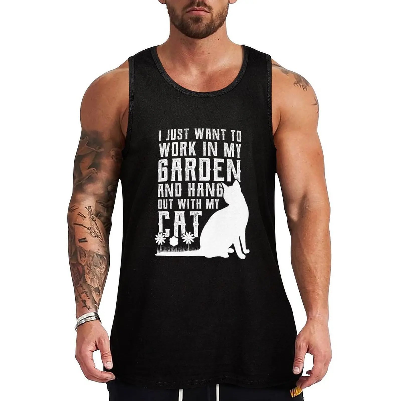 

Just Want To Work In My Garden and Hang Out With Cat Tank Top gym accessories men new in tops & t-shirt training weight vest