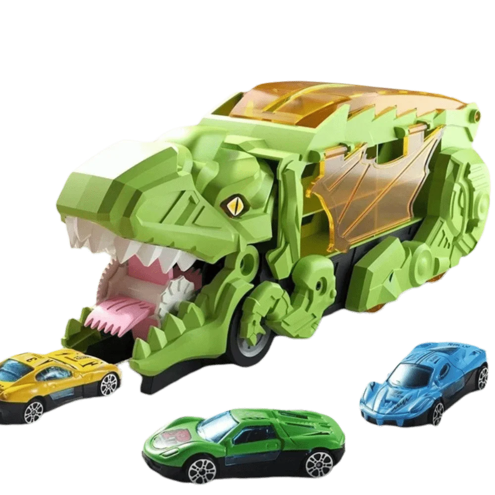 

Складной транспортер динозавров, пластиковый автомобиль с 12-сплавным автомобилем, глотающий автомобиль динозавра, катание на собой, гоночная трасса для мини-автомобиля