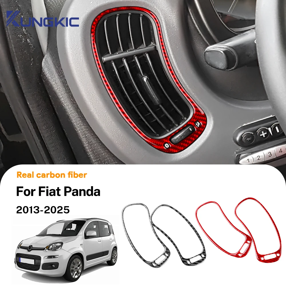 

LHD RHD Car Air Outlet instrument Panel Real Soft Carbon Fiber Sticker For Fiat Panda 2013-2019 2020 2021 2022 2023 2024 2025