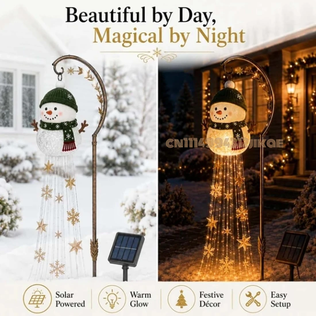 Christmas Snowman Magic Fountain Garden Light, Snowman Starlight Cascade, Christmas Snowman-Shaped Hanging Lamp Perfect image 5