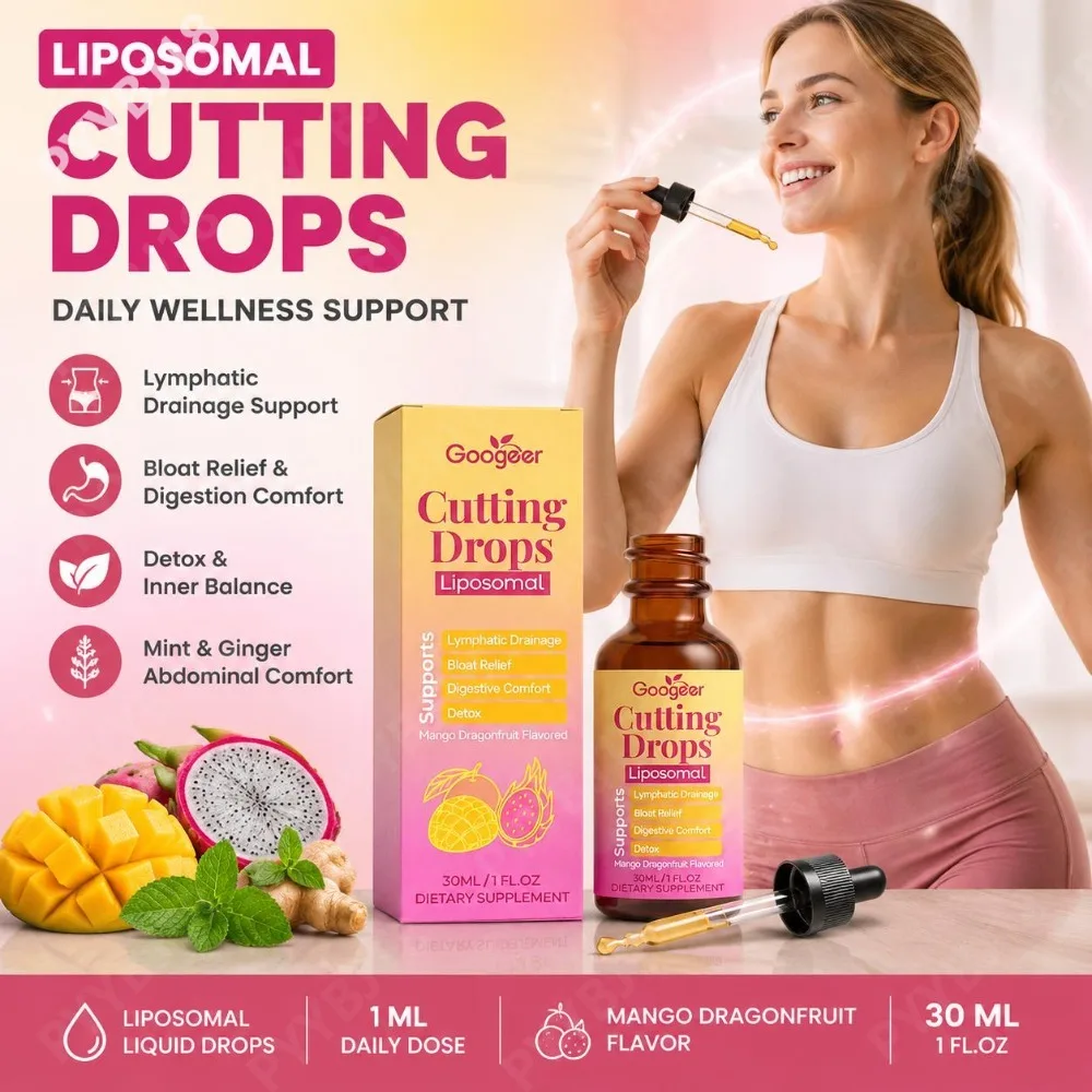 Googeer Cutting Drops Herbal Lymphatic Drainage Supplement for Digestive Comfort Detox Support Mango Dragonfruit Flavored 30ml