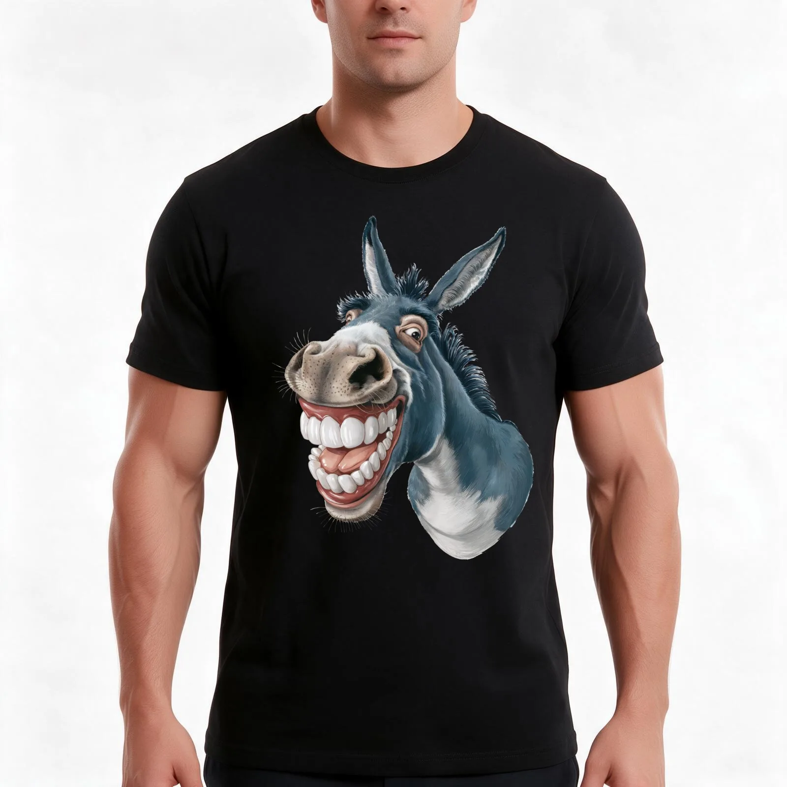 Silly Donkey T-Shirt, Summer Casual Cotton Tee, Oversized Streetwear Tops, Vintage Graphic Print, Loose Fit Short Sleeve