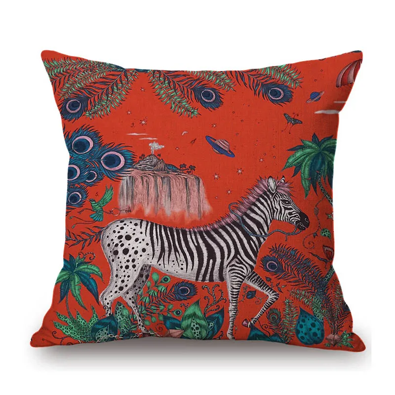 Pink Aninal Tiger Zebra Leopard Texture Pattern Luxury Cotton Linen Sofa Throw Pillow Case Home Decorative Chair Cushion Cover