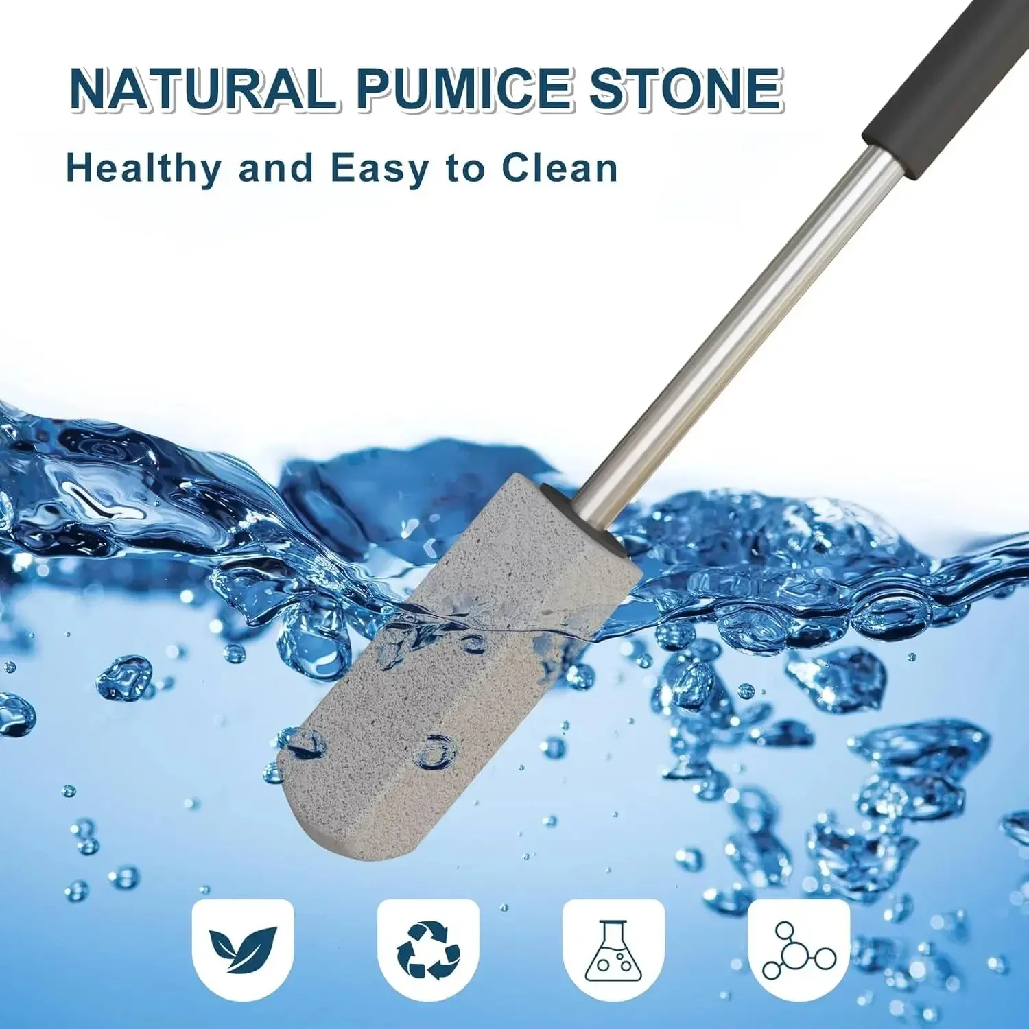 2 Pack Pumice Stone for Toilet Cleaning,16.14In Extra Long Handle Toilet Pumice Stone Powerful Removes Hard Water Rings