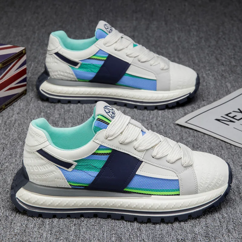 Men's Colourful Flat Shoes: Comfortable, Breathable Fabric Upper, Height-Enhancing, Versatile Casual Footwear