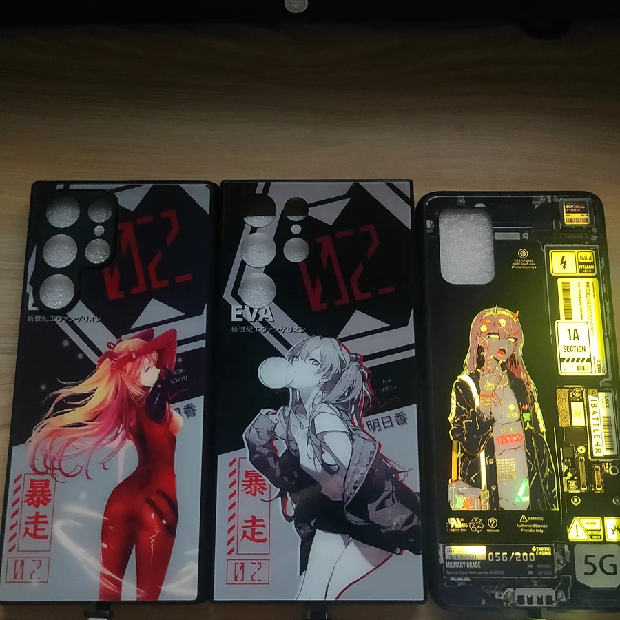 Anime Asuka Glass Case For Samsung Galaxy S23 S22 Ultra S21 FE S20 S10 Plus A32 A52S A52 A72 A53 A73 Note 20 10 LED Flash Capa