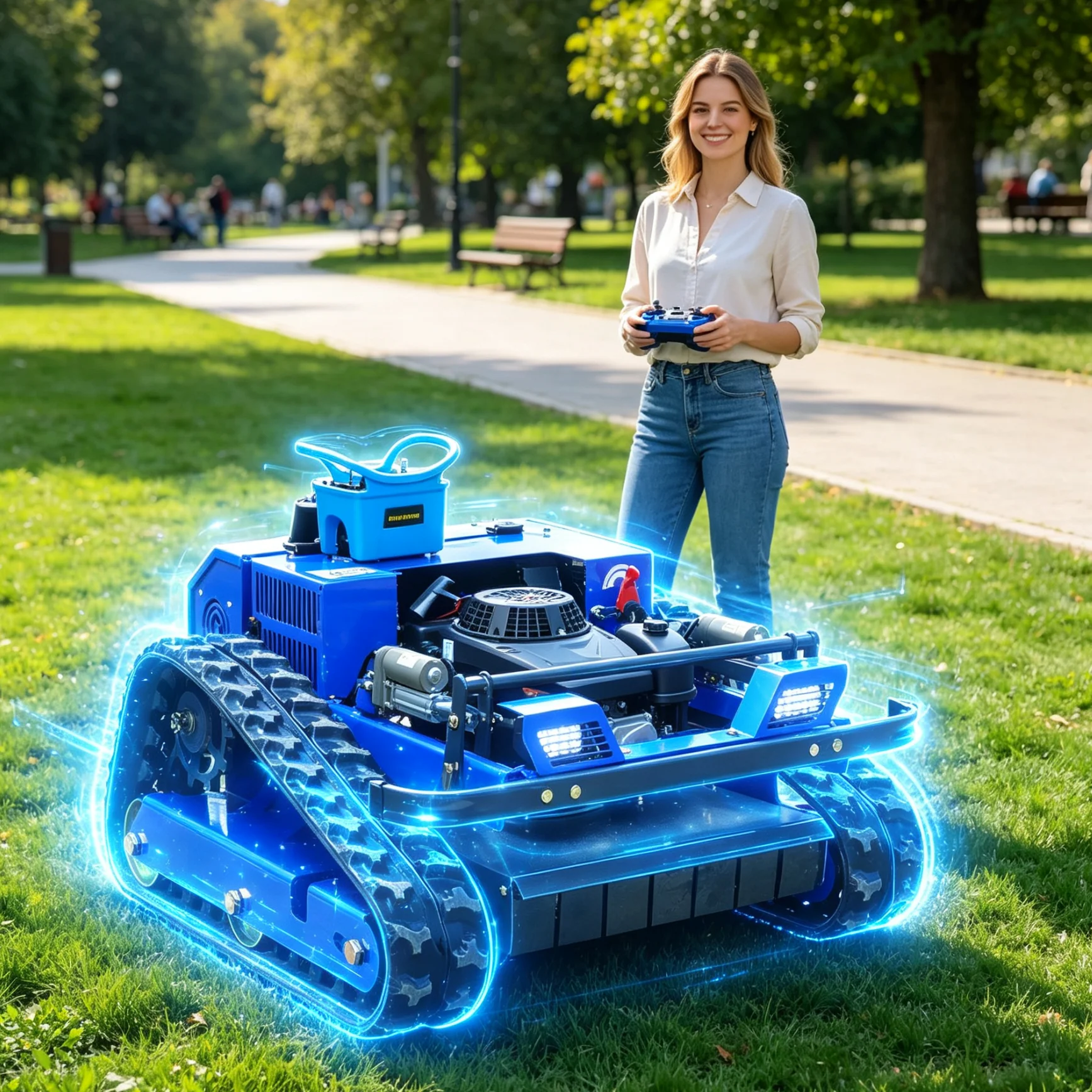 Customized Remote Control Lawn Mower, anti-slip mower for fish pond ridge weed clearing and ridge vegetation care