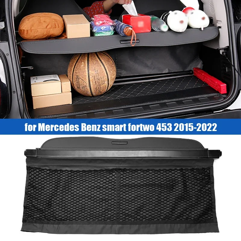 Car Rear Trunk Cargo Cover with Net Pocket Partition Storage Panel for Mercedes Benz smart fortwo 453 2015-2022