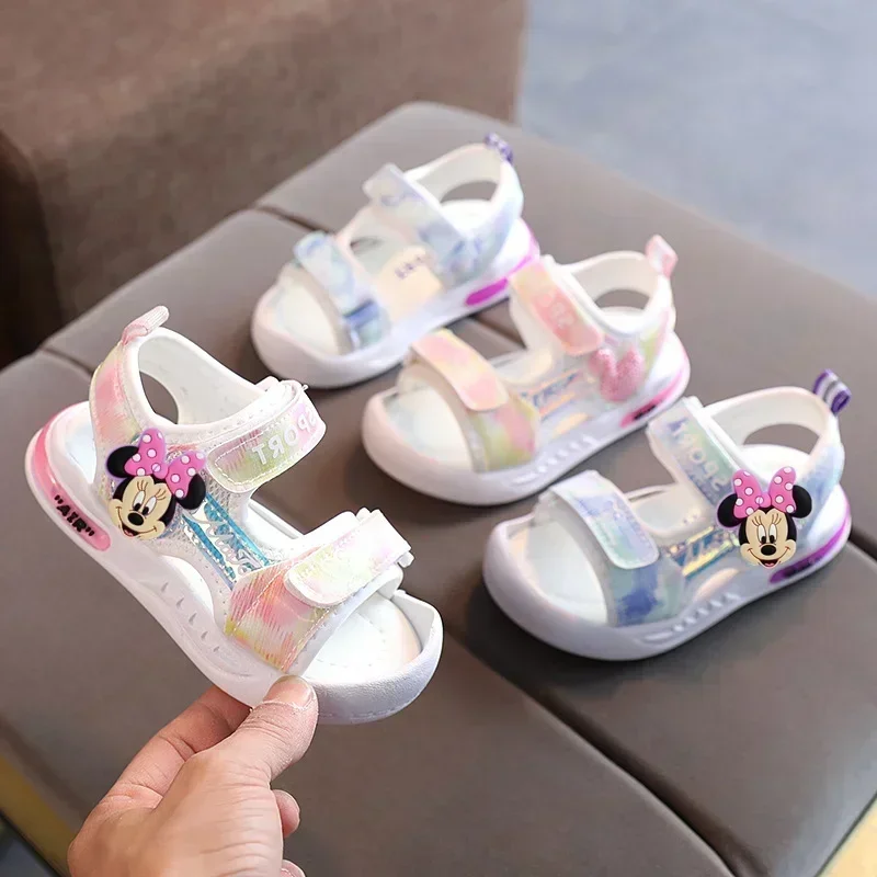 Disney Mickey 2021 Summer Boys Sandals Children Shoes Girls Beach Shoes Hollow Breathable Lightning Children's Shoes