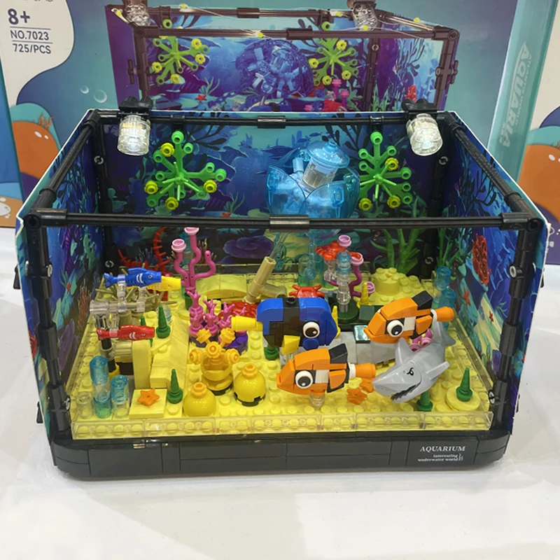 Ideas Series Aquarium Marine Animals Building Blocks Creative Expert Fish Tank Model Bricks Toys For Kid Birthday Gift MOC