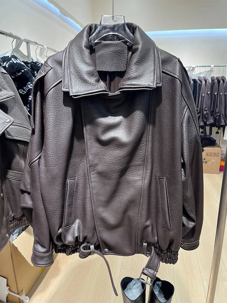 سترة نسائية من جلد الغنم الطبيعي الحقيقي الطبيعي ملابس خروج نسائية سترة من الجلد سترة منفوخة