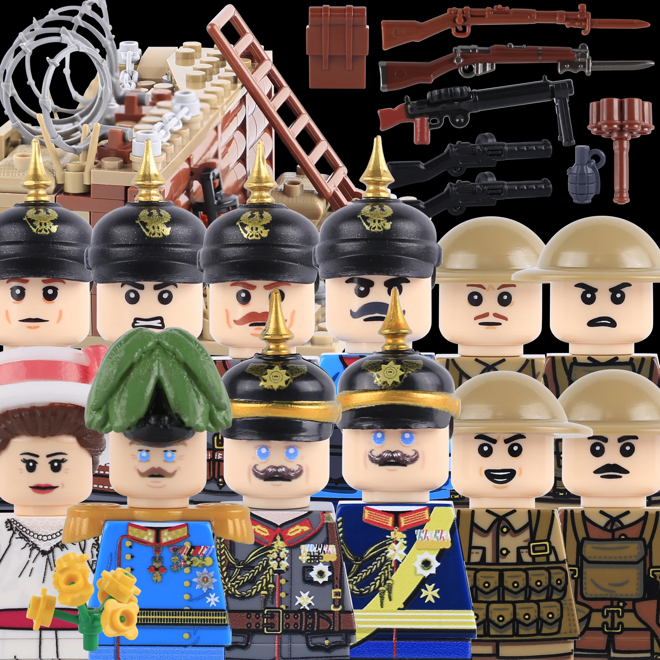 Erster Weltkrieg Deutsche Preußische Soldaten Figuren Bausteine Militär US Amerikanischer Bürgerkrieg Infanterie Preußische Armee Waffen Gewehr Bausteine Spielzeug
