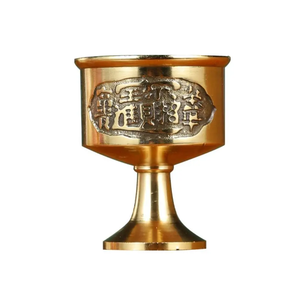 

Retro Pure Copper Copper God's Cup Not Fade Anti-fall Brass Offering Cups Carving High Legs Wine Cup Offering Supplie