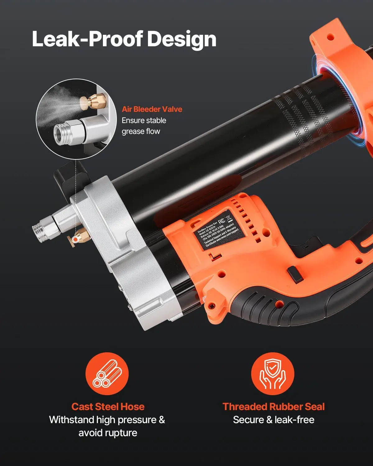 Pistola de graxa elétrica sem fio 20V Kit de pistola de graxa com bateria mangueira de 30 polegadas