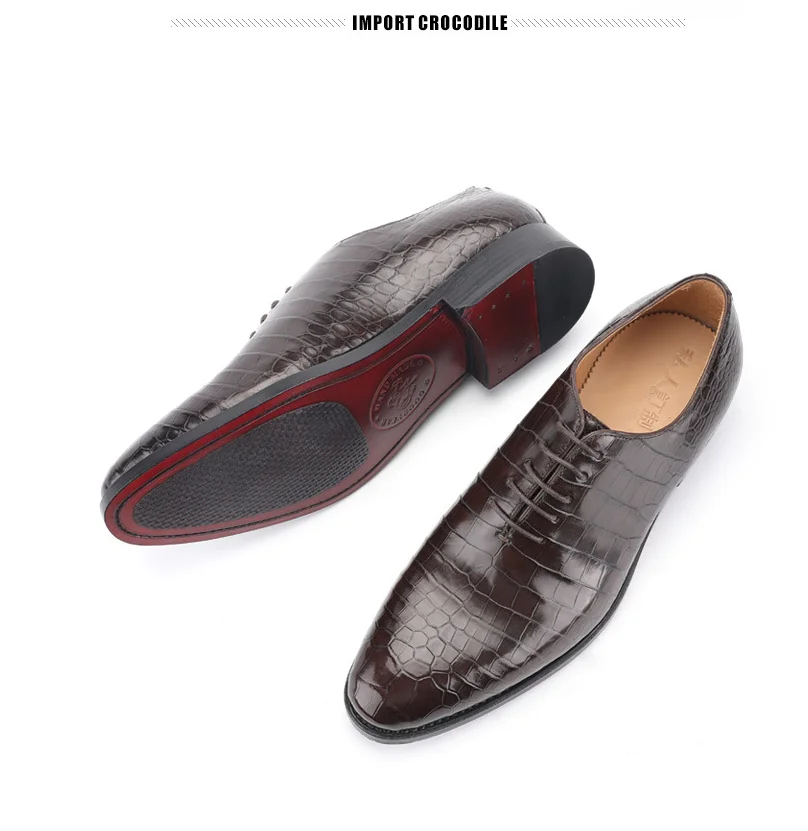Top quality genuine crocodile skin men's business shoe with cow skin lining with good year cow leather sole handmade version