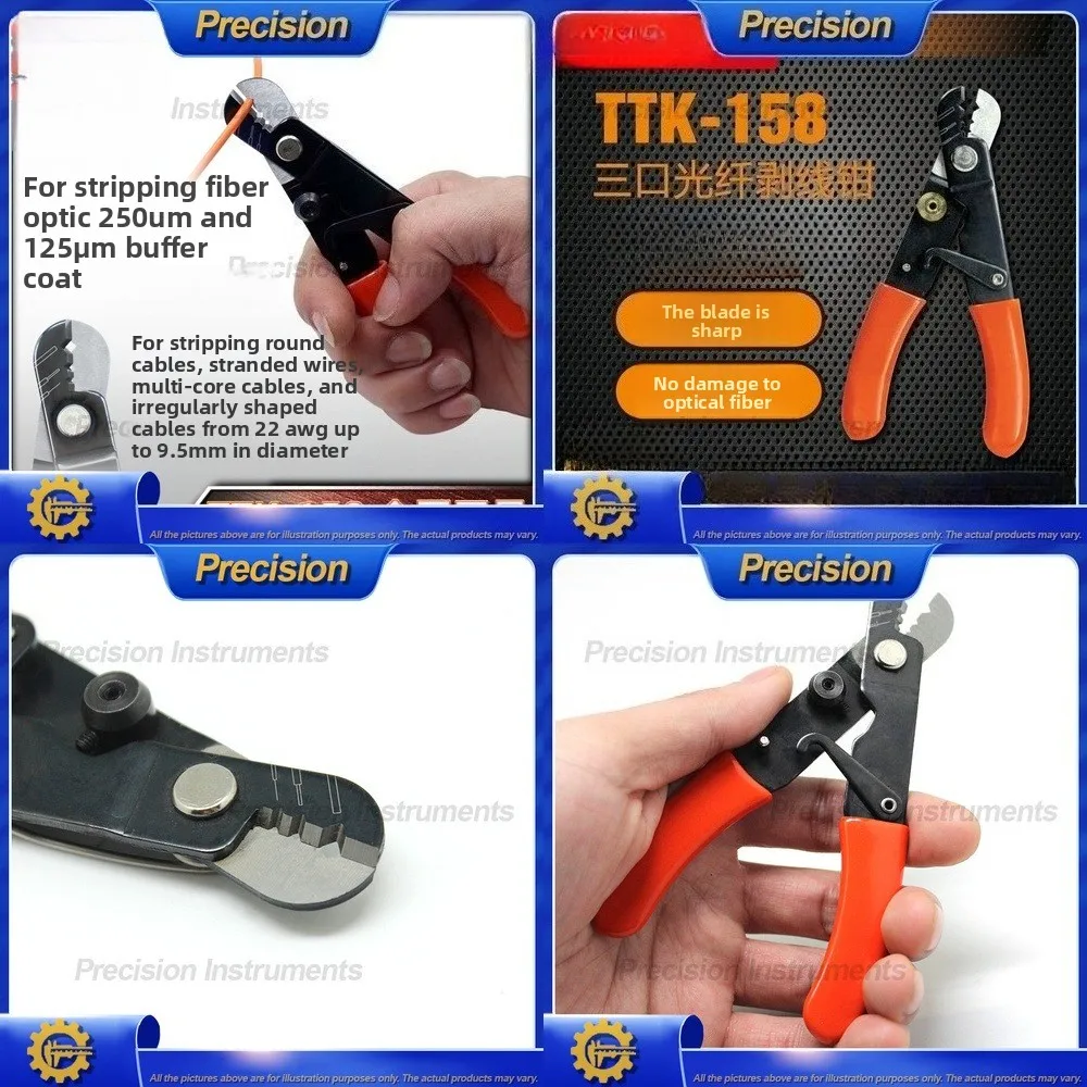 

2026 Fiber Optic Cable Stripper Three Point Multi Function 3 in 1 Network Crimping Tool for Precision Wire Stripping
