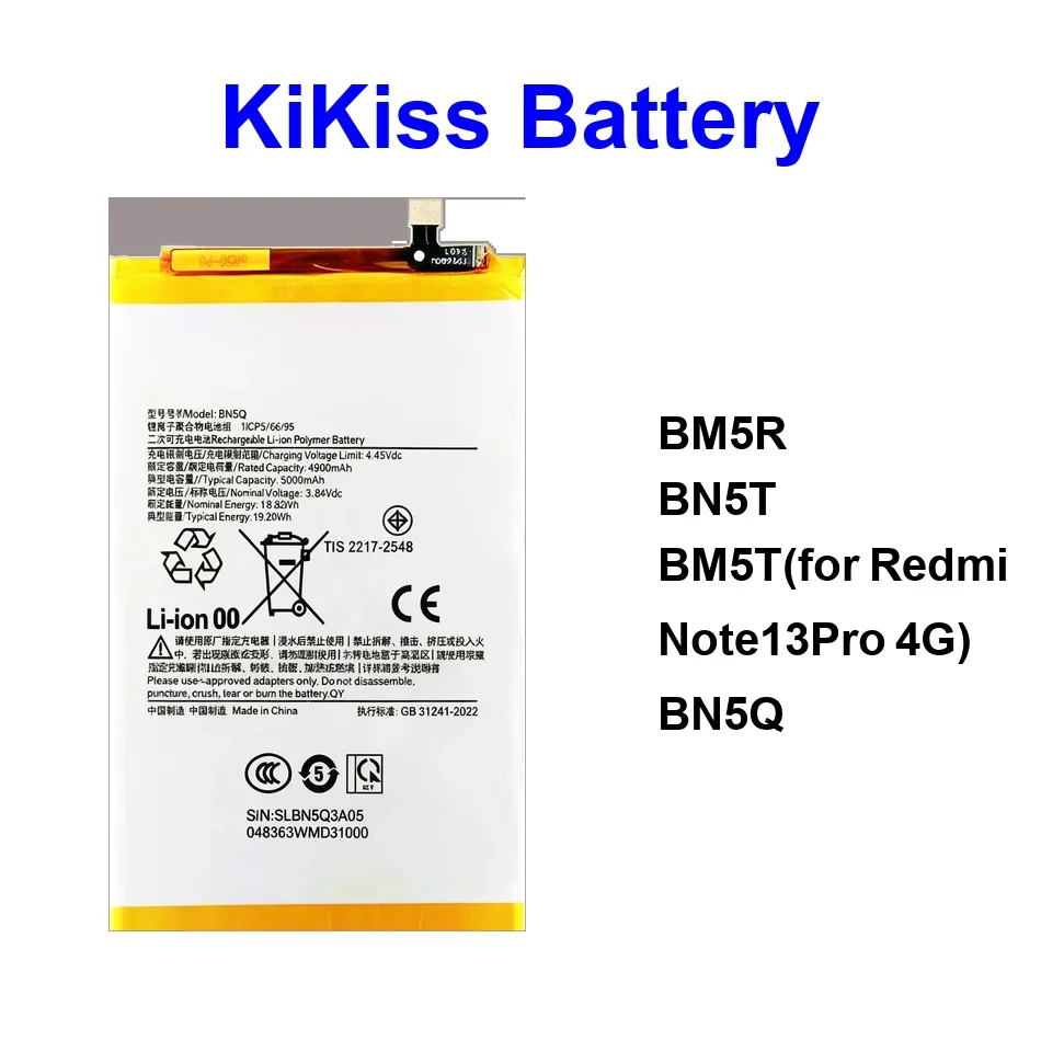 

Mobile Phone Battery Long-Lasting BN5Q BN5T BM5R 5000-5030Mah For Xiaomi Redmi 13C 13POCO Note 12 13 M6 Pro 5G 4G