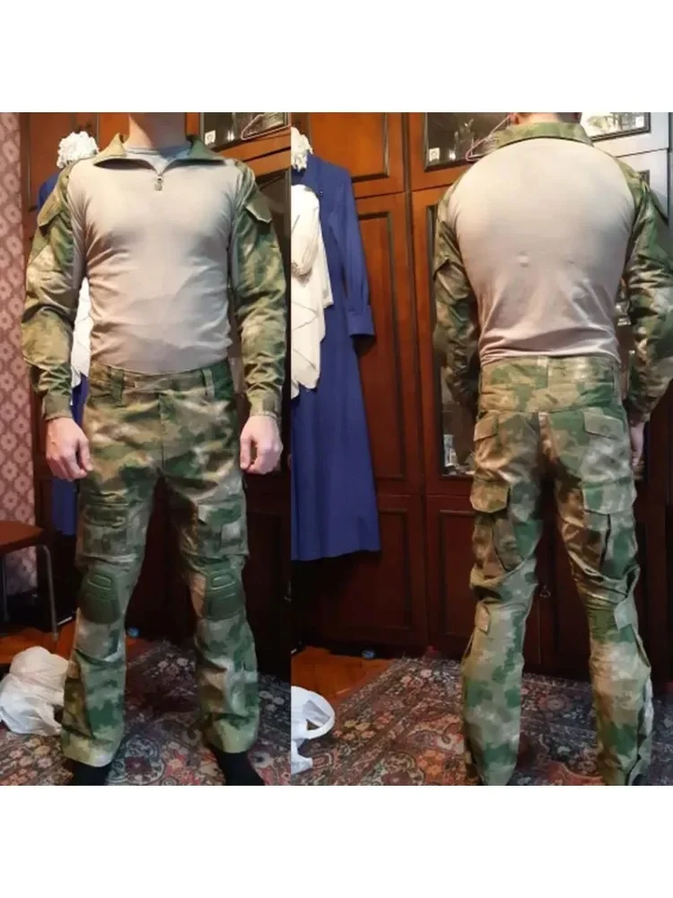 Ropa de uniforme táctico para hombre, trajes de entrenamiento, camisa de caza de camuflaje + Pantalones, conjuntos con múltiples bolsillos