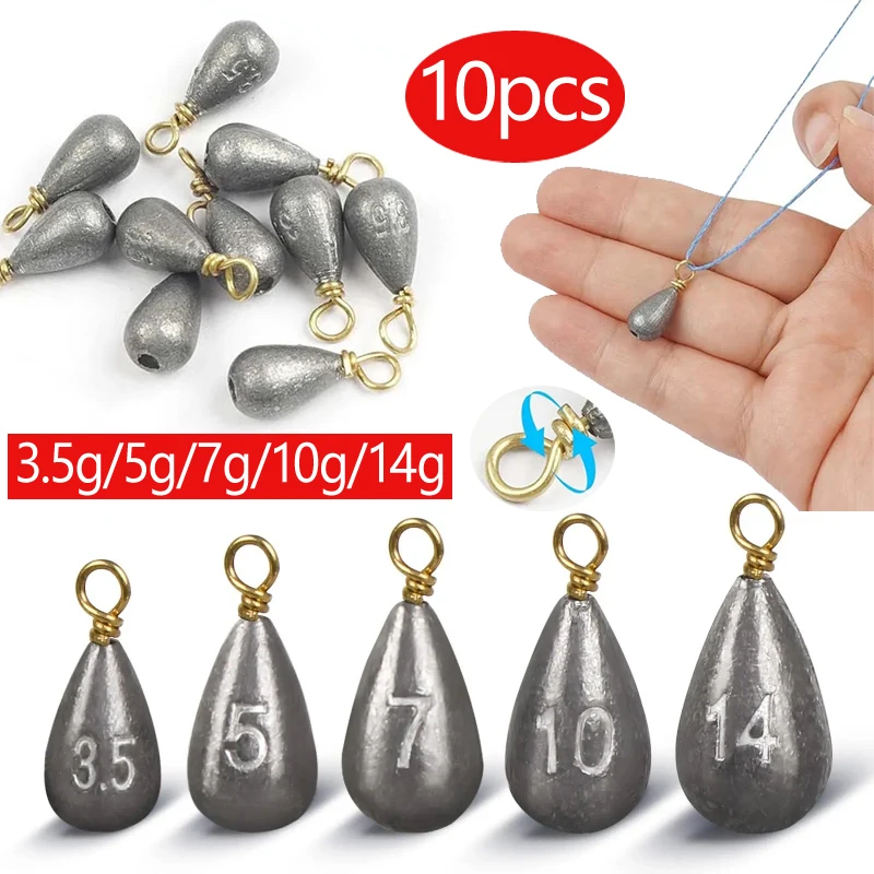10 шт., грузила для рыбалки, 3,5 г-14 г, каплевидное витое кольцо, свинцовое грузило для литья окуня, Carolina Rig, Texas Rig, снасти 10 шт., грузила для рыбалки, 3,5 г-14 г, каплевидное витое кольцо, свинцовое грузило для литья окуня, Carolina Rig, Texas Rig, снасти