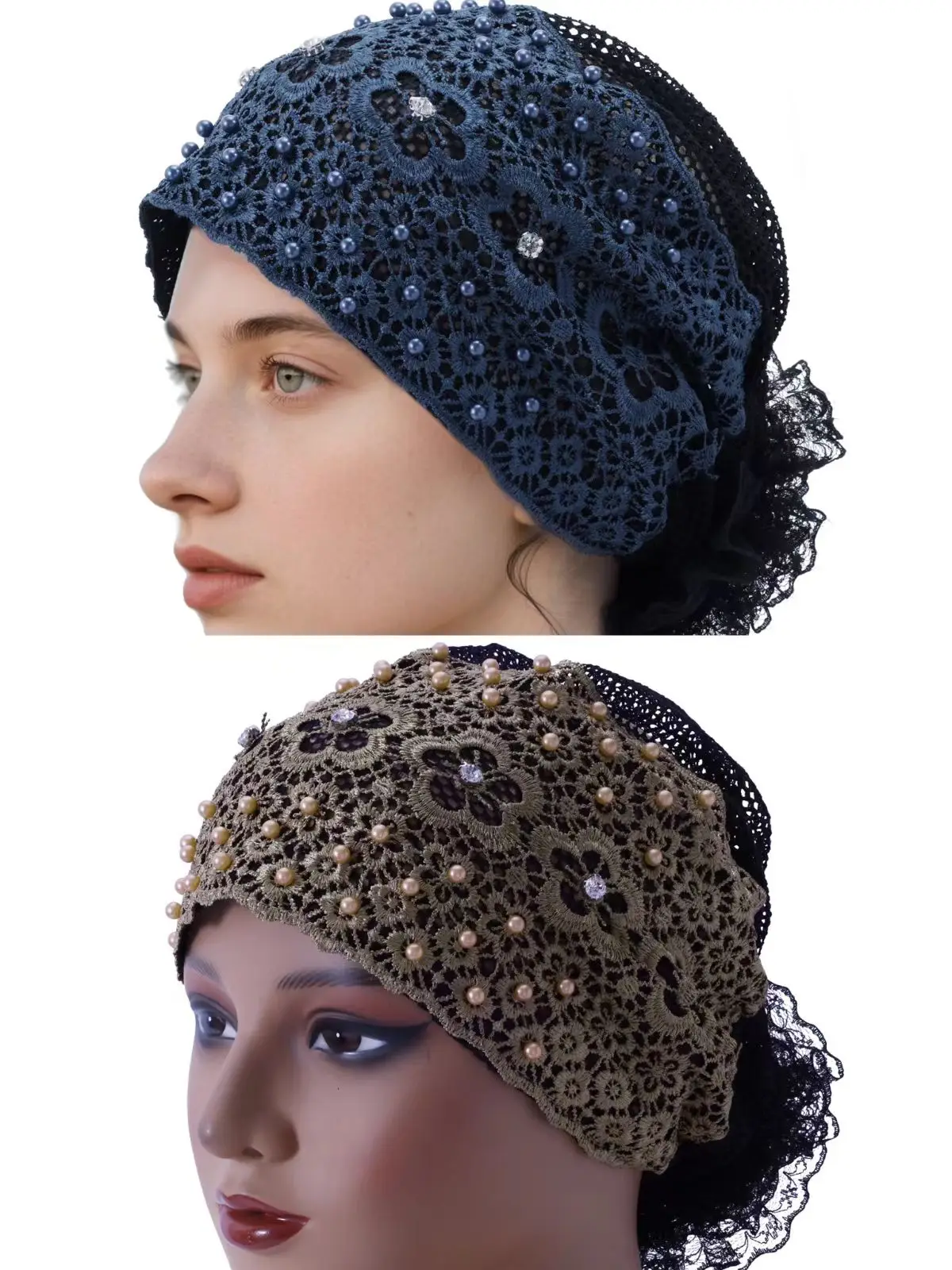 

Оптовая продажа: 2 шт. роскошных женских головных уборов (хиджабов) с бусинами и кисточками, вышитых стразами, африканские молитвенные шапочки, домашние головные уборы