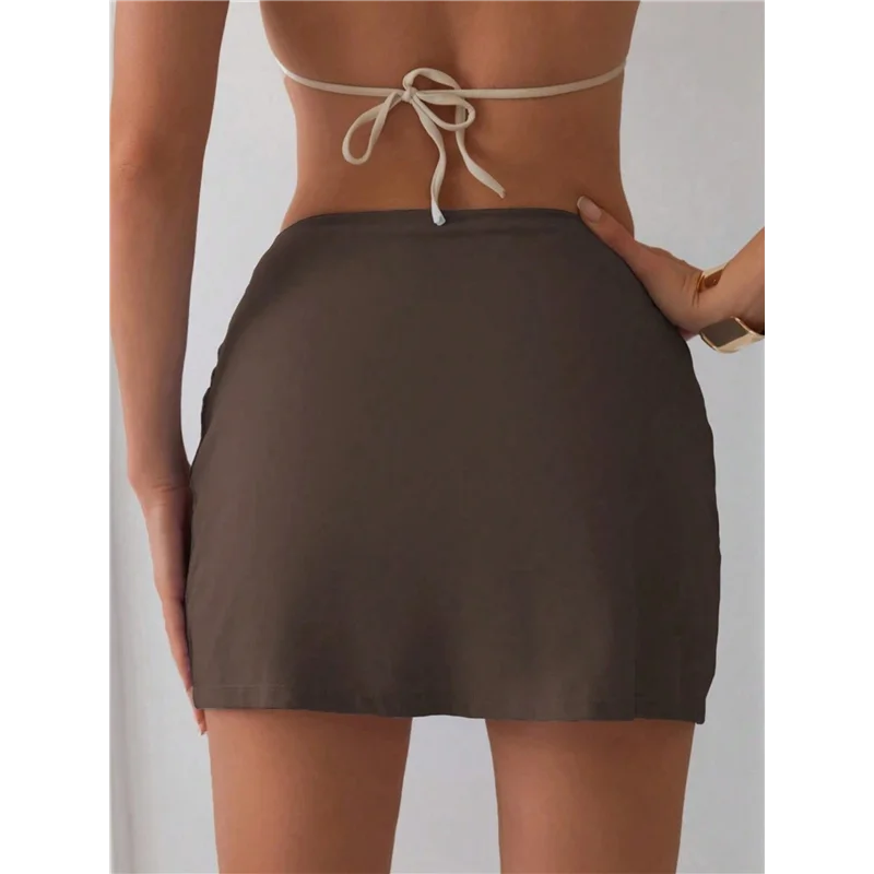 CYL-rok voor dames, hoge taille rok, korte wikkelrok met ruches