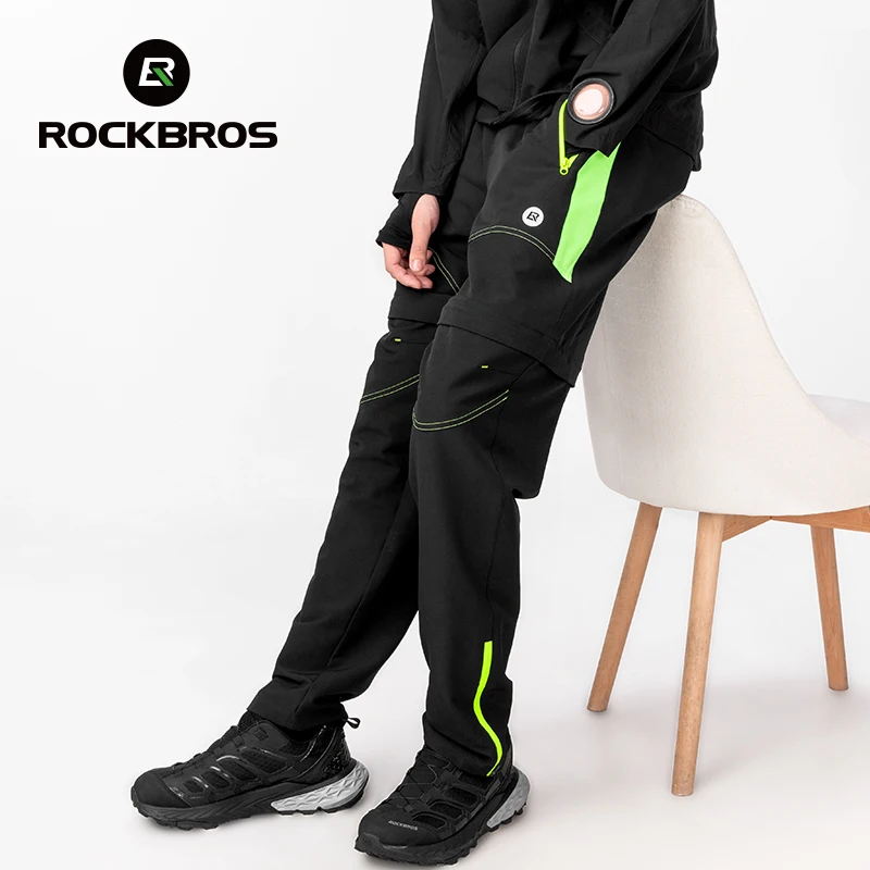 ROCKBROS Men Bike Pants Detachable Double Layer Bike Short Pant Summer Shockproof Padded Casual Sports MTB Road Cycling Trousers