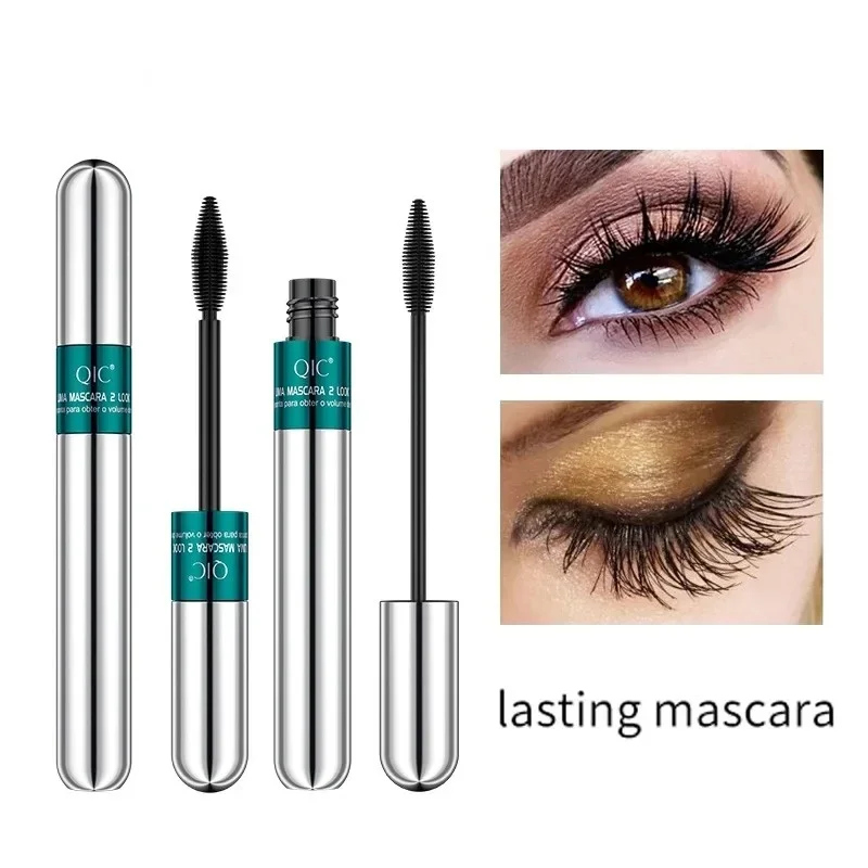 Double Effect 4D Mascara 2 Brush Heads Waterproof & Long Curl Natural Thick Eyelash 2in1 Eye Black Mascara