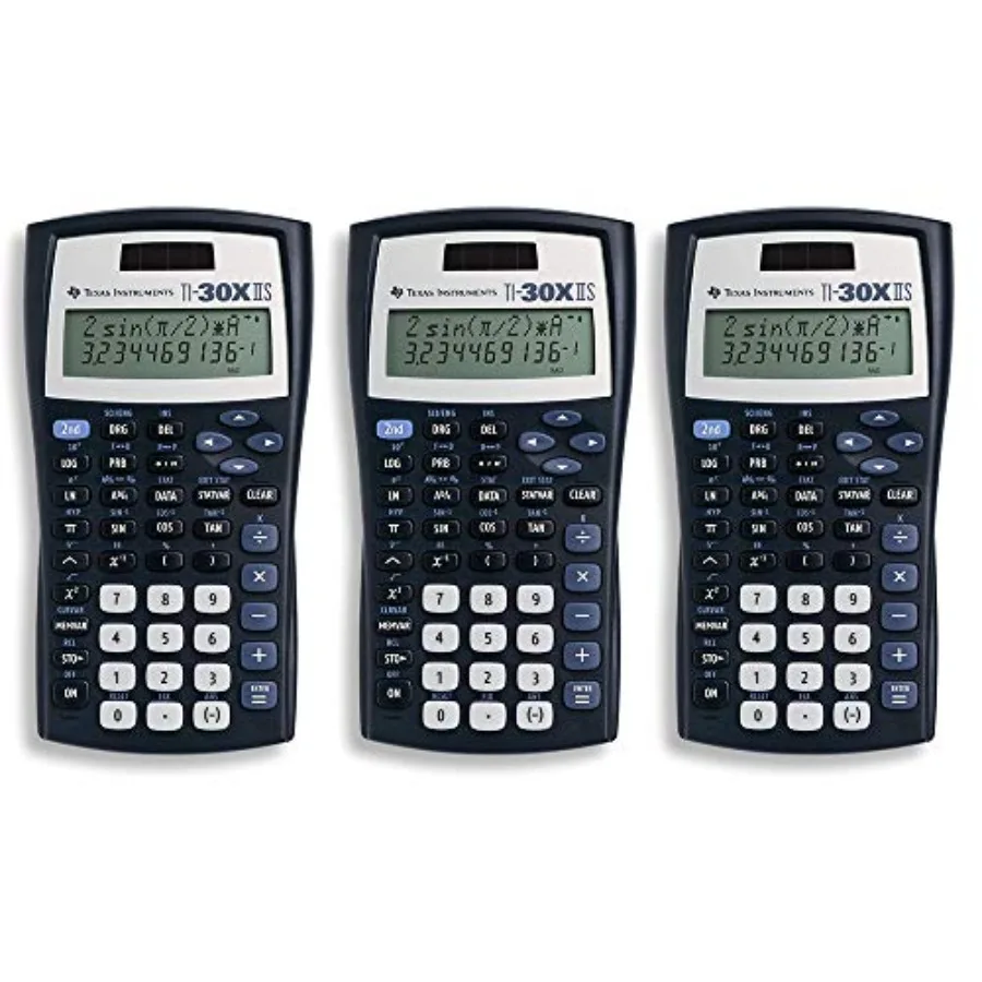 

TI-30X IIS 2-Line Scientific Calculator for classroom use, plastic body, black with blue accents, durable and exam-approved
