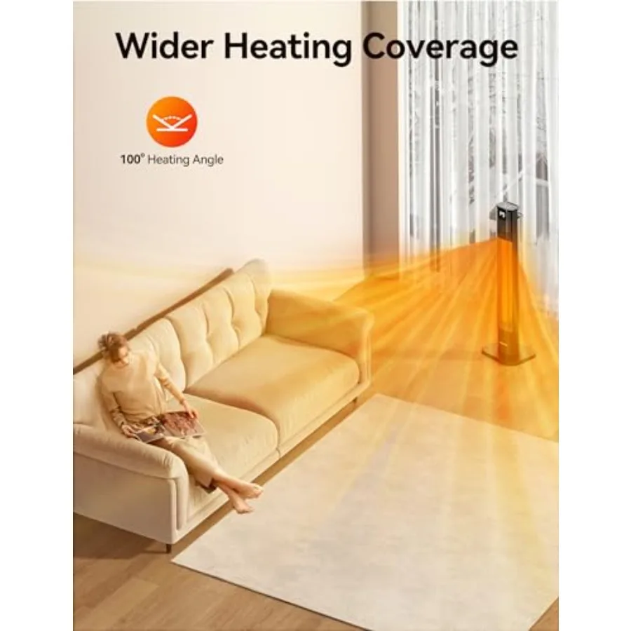 Outdoor Heaters 1s Heating Carbon Infrared Patio Heaters With Remote 9 Heat Levels 24H Timer IPX5 Waterproof 42in Electric Spac