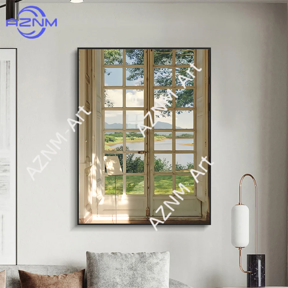 Green Landscapes Windows Wall Art Poster Nature Europe Style Mural Modern Home Decor Canvas Pictures Prints Living Room Decorate - view 3