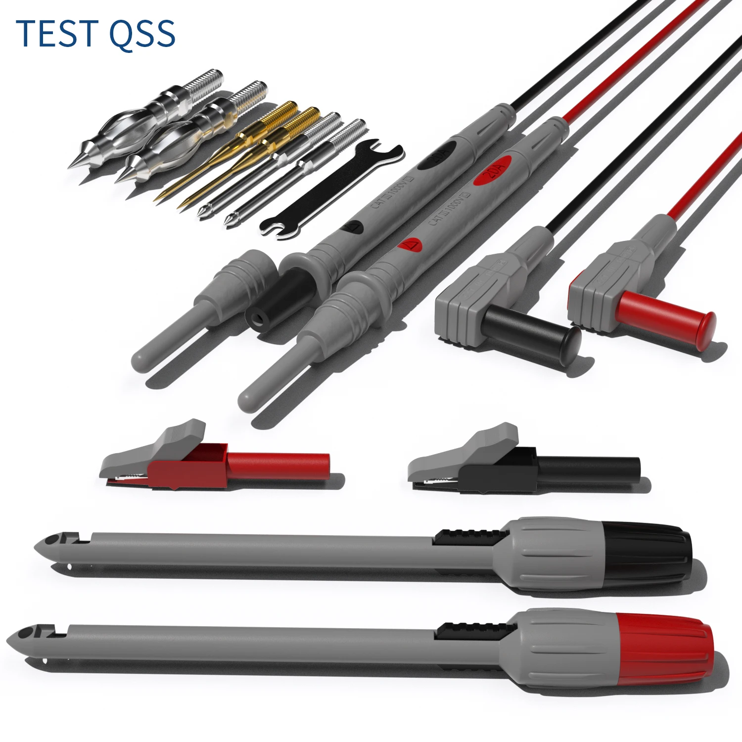 QSS Multimeter Test Lead Kit with Replaceable Precision Sharp Probes with Puncture Wire Piercing Back Probe Electrical Tool