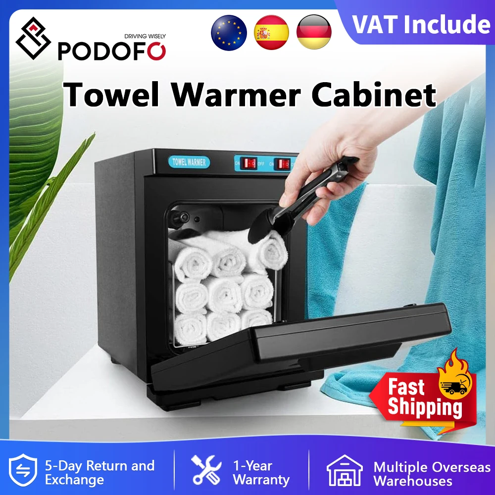 Podofo 70 °   Chauffe-serviettes chaud 10L UV Spa armoire chauffe-serviettes chaud 2 en 1 chauffe-serviettes 158 ° F Heater Store Serviettes 8-12 pièces pour salon
