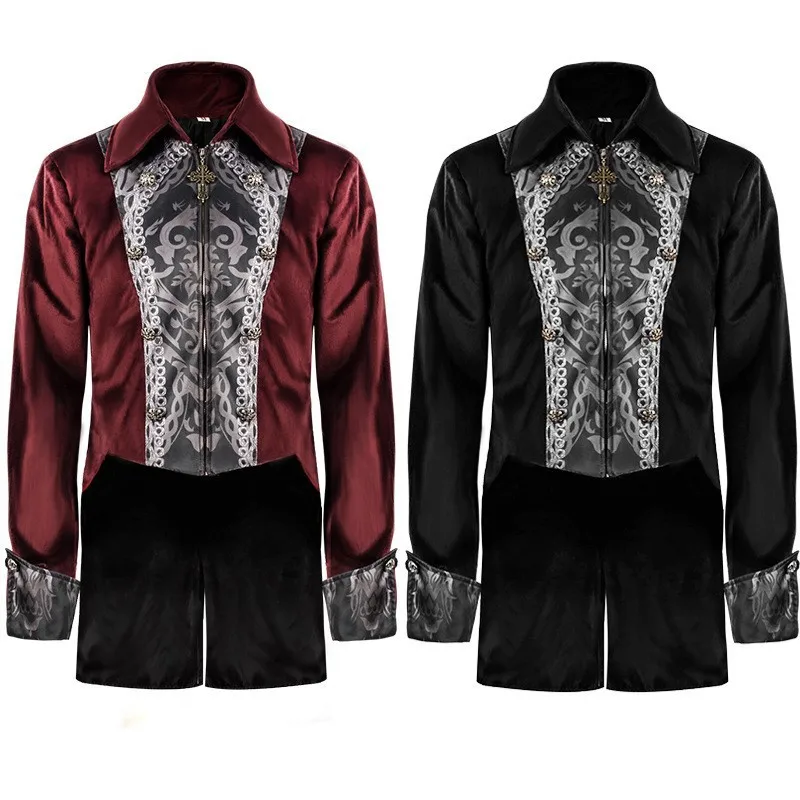 Original Halloween Tailcoat Men's Mid-Length Punk Style Medieval Retro Coat Ethnic Stage Costume Chinese Manufacturer